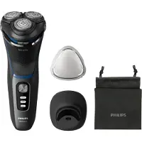 Philips Shaver 3000 Series S3344/13 Elektrischer Nass- und Trockenrasierer, Rotationstrasierer, Schwarz, Blau, PowerCut blade system, SH30, 2 Jahr(e), Akku