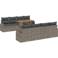 vidaXL Garten-Sofa-Set 9 stk. Grau Poly Rattan