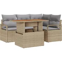 vidaXL Gartensofa-set 5 stk. 4-Sitzanzahl Beige und Grau