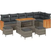 vidaXL Gartensofa-set 12 stk. 8-Sitzanzahl Grau Poly-Rattan