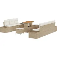 vidaXL Gartensofa-set 10 stk. 9-Sitzanzahl Beige Poly Rattan