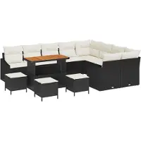 vidaXL Gartensofa-set 12 stk. 7-Sitzanzahl Schwarz Poly Rattan
