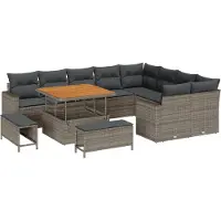 vidaXL Gartensofa-set 13 Stk. 12-Sitzanzahl Grau Poly-Rattan