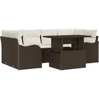 vidaXL Gartensofa-set 7 stk. 6-Sitzanzahl Braun Poly Rattan