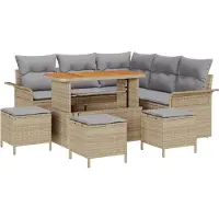 vidaXL Gartensofa-set 9 Stk. Beige Poly-Rattan