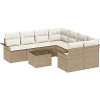 vidaXL Gartensofa-set 9 stk. Beige und Creme Poly-Rattan