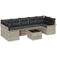 vidaXL Gartensofa-set 8 stk. Hellgrau und Dunkelgrau Poly-Rattan
