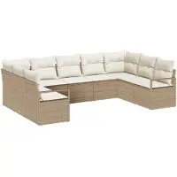vidaXL Sofa Set 9 Stk. Beige [Synthetisch]: Poly Rattan
