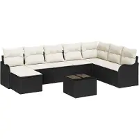 vidaXL Gartensofa-set 9 pcs Schwarz Poly-Rattan