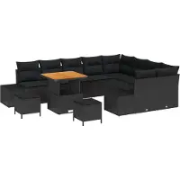 vidaXL Gartensofa-set 12 stk. 11-Sitzanzahl Schwarz Poly Rattan