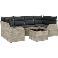 vidaXL Garten-Sofa-Set 7 stk. 6-Sitzanzahl Hellgrau und Dunkelgrau