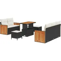 vidaXL Gartensofa-set 10 stk. 7-Sitzanzahl Schwarz und Creme