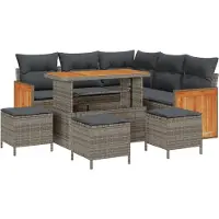 vidaXL Gartensofa-set 9 stk. 7-Sitzanzahl Grau Poly-Rattan