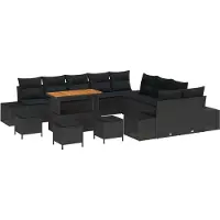 vidaXL Gartensofa-set 14 stk. Schwarz Poly-Rattan