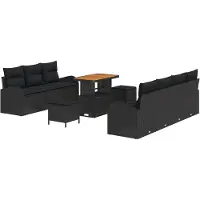 vidaXL Garten-Sofa-Set 10 stk. 9-Sitzanzahl Schwarz
