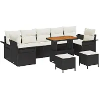 vidaXL Gartensofa-set mit Kissen 10 pcs Schwarz Poly-Rattan