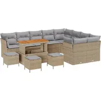 vidaXL Gartensofa-set 13 stk. 9-Sitzanzahl Beige und Hellgrau