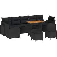 vidaXL Garten-Sofa-Set 10 stk. 9-Sitzanzahl Schwarz