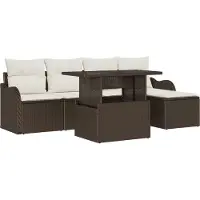 vidaXL Sitzgruppe für den Outdoor 6 Stk. Braun Poly Rattan