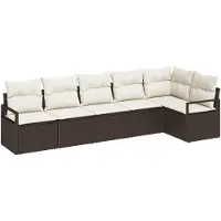 vidaXL Gartensofa-set mit Kissen 6 pcs Braun und Weiß Poly-Rattan