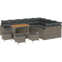 vidaXL Garten-Sofa-Set 13 stk. 12-Sitzanzahl Grau