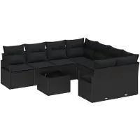 vidaXL Sofa Set 9 stk. 8-Sitzanzahl Schwarz Poly Rattan