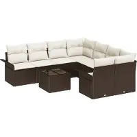 vidaXL Gartensofa-set 9 stk. Braun und Creme Poly-Rattan