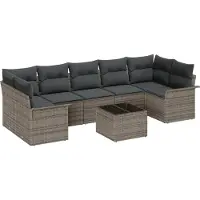 vidaXL Gartensofa-set 8 stk. Grau Poly-Rattan