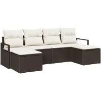 vidaXL Sofa Set 6 stk. Braun [Synthetisch]: Poly Rattan