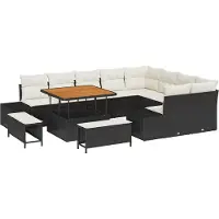 vidaXL Gartensofa-set 12 stk. 11-Sitzanzahl Schwarz Poly Rattan
