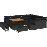 vidaXL Gartensofa-set 12 stk. 11-Sitzanzahl Schwarz Poly Rattan