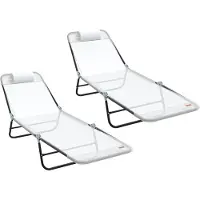 vidaXL Klappbare Sonnenliege 2 pcs Creme 182 x 55 x 85,5 cm Textilene