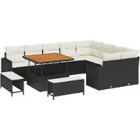 vidaXL Gartensofa-set 13 Stk. 12-Sitzanzahl Schwarz und Creme