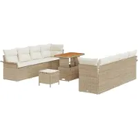 vidaXL Gartensofa-set 11 stk. Beige Poly-Rattan
