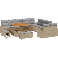 vidaXL Garten-Sofa-Set 13 stk. 12-Sitzanzahl Beige und Hellgrau