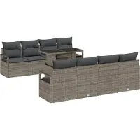 vidaXL Gartensofa-set 9 Stk. Grau Poly Rattan