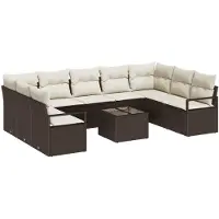 vidaXL Sofa Set mit Kissen 10 pcs Braun Poly-Rattan