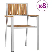 vidaXL Gartenstuhl 8 Stk. Massives Teakholz und Edelstahl