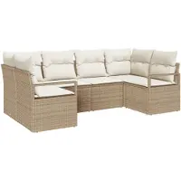 vidaXL Gartensofa-set 6 Stk. Beige und Weiß Poly-Rattan