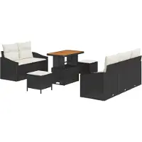 vidaXL Garten-Sofa-Set 8 stk. 7-Sitzanzahl Schwarz und Creme