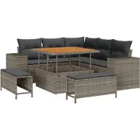 vidaXL Gartensofa-set 8 stk. 7-Sitzanzahl Grau Poly-Rattan