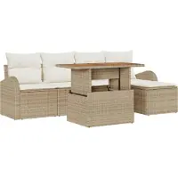 vidaXL Garten-Sofa-Set 6 stk. Beige Poly Rattan