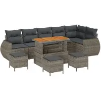 vidaXL Gartensofa-set 9 stk. 9-Sitzanzahl Grau Poly Rattan