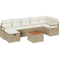 vidaXL Gartensofa-set 8 Stk. Beige Poly Rattan