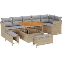 vidaXL Garten-Sofa-Set 9 stk. 6-Sitzanzahl Beige und Hellgrau
