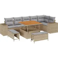 vidaXL Gartensofa-set 9 stk. 6-Sitzanzahl Beige und Hellgrau