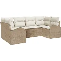 vidaXL Gartensofa-set 6 stk. Beige und Weiß Poly-Rattan