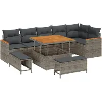 vidaXL Gartensofa-set 9 stk. 6-Sitzanzahl Grau Poly Rattan