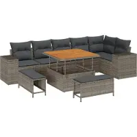 vidaXL Gartensofa-set 9 stk. 6-Sitzanzahl Grau Poly-Rattan