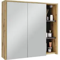 Vicco Badspiegelschrank Viola Artisan/Grau 80 x 75 cm mit offenen Regalen, Model 54859